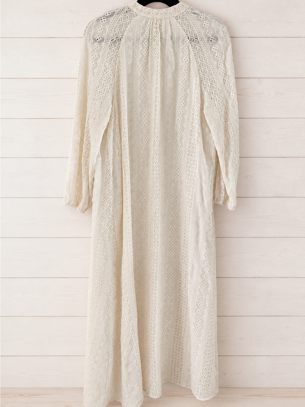 Zara Ivory Eyelet Embroidered Cotton Maxi Dress Size S - Picture 2 of 9